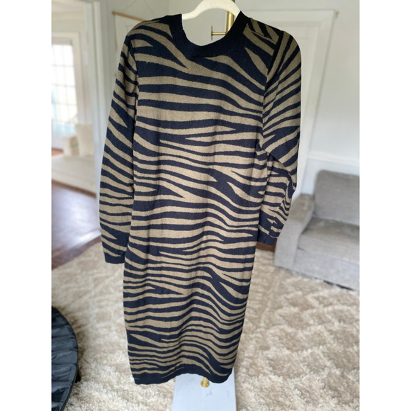 Lane Bryant Sweater Midi Dress Zebra Stripe Long Sleeve Neutral Black 22/24 Fall - Picture 3 of 7